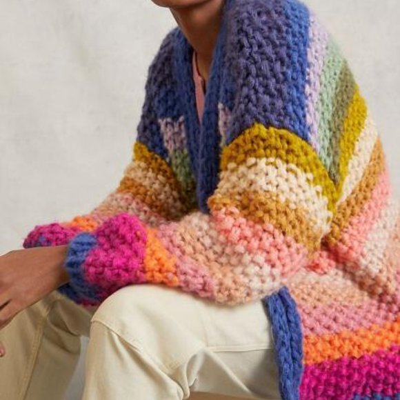 Anthropologie Rainbow Knitted Cardigan - Picture 1 of 6